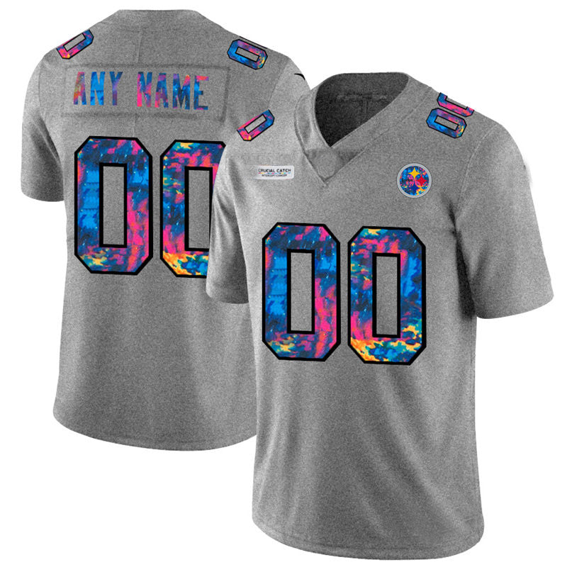Custom1 Pittsburgh Steelers Multi-Color 2020 Crucial Catch Vapor Untouchable Limited Jersey1 Greyheather Stitched American Football Jerseys
