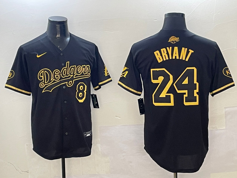 Men's Los Angeles Dodgers Kobe Bryant #24 Black Game Player Jersey
