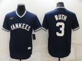 Men's New York Yankees Babe Ruth #3 Navy Stitched Jersey