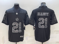 Men's Dallas Cowboys Ezekiel Elliott #21 Black RFLCTV Limited Jersey1