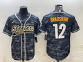 Men's Pittsburgh Steelers Terry Bradshaw #12 Gray Camouflage Game Jersey1