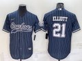 Men's Dallas Cowboys Ezekiel Elliott #21 Navy Player Jersey1 Joint Edition