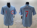 Men's Chicago Cubs Dansby Swanson #7 Baby Blue 2nd Alternate Limited Player Jersey1