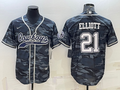 Men's Dallas Cowboys Ezekiel Elliott #21 Grey Camouflage Game Jersey1 Joint Edition
