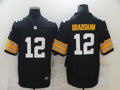 Men's Pittsburgh Steelers Terry Bradshaw #12 Black Player Game Jersey1