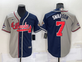 Men's Atlanta Braves Dansby Swanson #7 Navy/Gray Stitched Jersey1