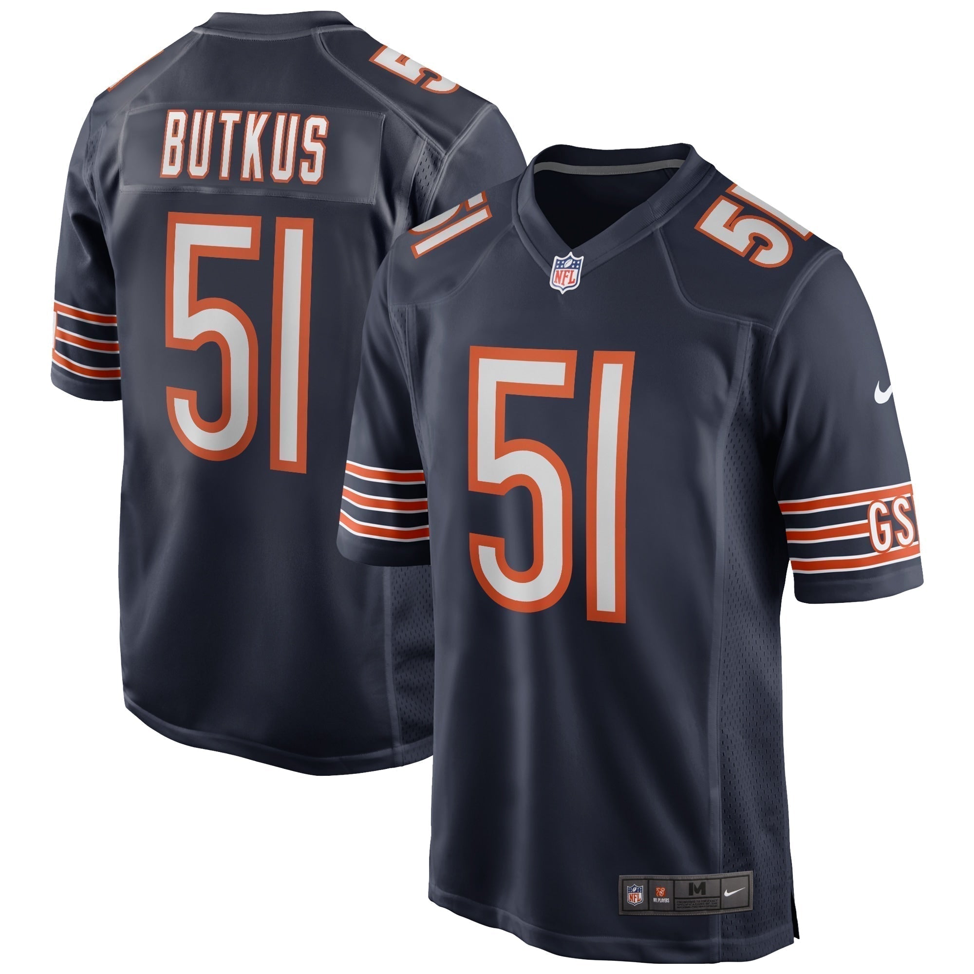 Dick Butkus Chicago Bears Nike Game Retired   Jersey - Navy