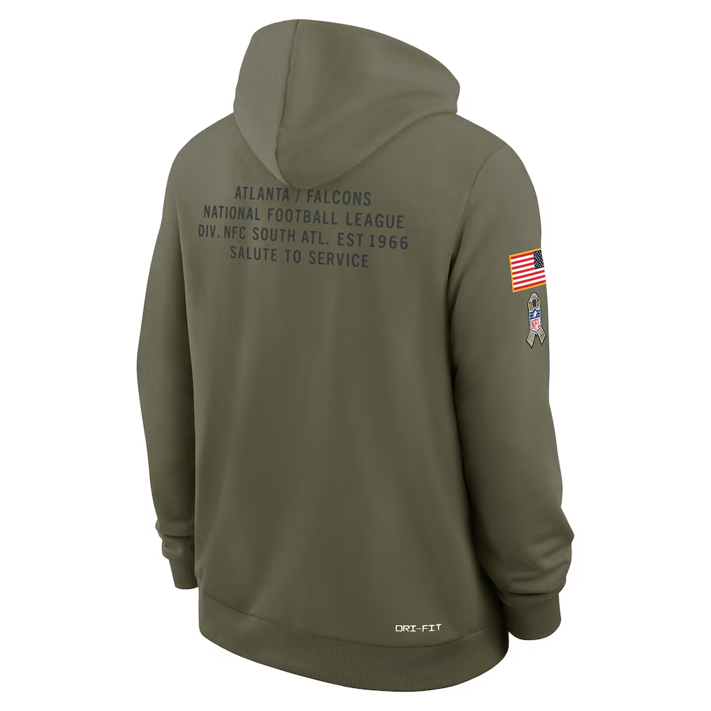 Men's Arizona Cardinals Nike Olive 2025 Salute to Service Sideline Standard Issue Dri-FIT Hoodie