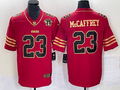 Men's San Francisco 49ers Christian McCaffrey #23 Red 75th Anniversary Game Jersey1