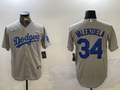 Men's Los Angeles Dodgers Fernando Valenzuela #34 Gray Game Jersey1