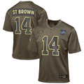 Youth Detroit Lions Amon-Ra St. Brown Nike Olive 2025 Salute to Service Game Jersey
