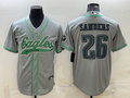 Men's Philadelphia Eagles Miles Sanders #26 Gray Game Jersey1 Joint Edition