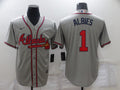 Men's Atlanta Braves Ozzie Albies #1 Gray Replica Player Jersey1