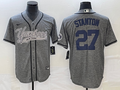 Men's New York Yankees Giancarlo Stanton #27 Gray Game Jersey1 Joint Edition