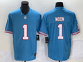Men's Tennessee Titans Warren Moon #1 Light Blue Oilers Throwback Retired Player Game Jersey1