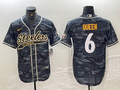 Men's Pittsburgh Steelers Patrick Queen #6 Grey Camouflage Player Jersey1 Joint Edition