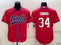 Men's Buffalo Bills Thurman Thomas #34 Red Game Jersey1 Joint Edition