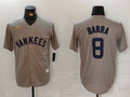 Men's New York Yankees Yogi Berra #8 Gray Road Cooperstown Collection Player Jersey1