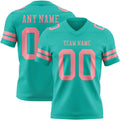 Custom Aqua Medium Pink Authentic Football Jersey