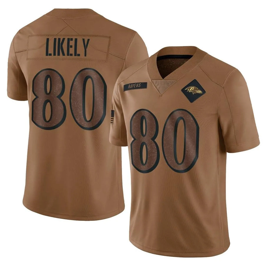 B.Ravens #80 Isaiah Likely Player Brown Salute To Service Limited Football Jerseys