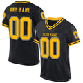 Custom Black Gold-White Mesh Authentic Throwback Football Jersey