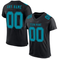Custom Black Teal Mesh Authentic Football Jersey