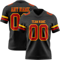 Custom Black Red-Gold Authentic Football Jersey