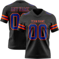 Custom Black Royal-Orange Authentic Football Jersey
