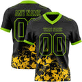 Custom Black Yellow-Neon Green 3D Pattern Splash Authentic Football Jersey