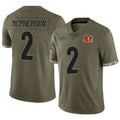 C.Bengals #2 Evan McPherson Player Salute To Service Limited Olive Football Jerseys