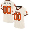 Custom Cream Orange-Black Mesh Authentic Throwback Football Jersey
