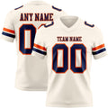 Custom Cream Navy-Orange Authentic Football Jersey