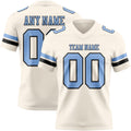 Custom Cream Light Blue-Black Authentic Football Jersey