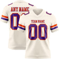 Custom Cream Purple-Orange Authentic Football Jersey