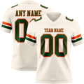 Custom Cream Green-Orange Authentic Football Jersey