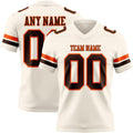 Custom Cream Brown-Orange Authentic Football Jersey