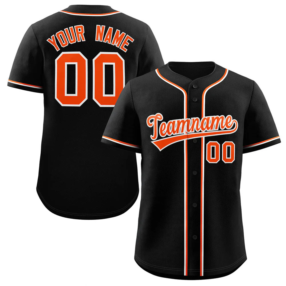 Custom Black Orange-White Classic Style Authentic Baseball Jersey