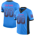 Custom Powder Blue Black-Pink Drift Fashion Football Jersey