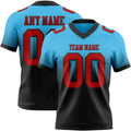 Custom Sky Blue Red-Black Authentic Fade Fashion Football Jersey