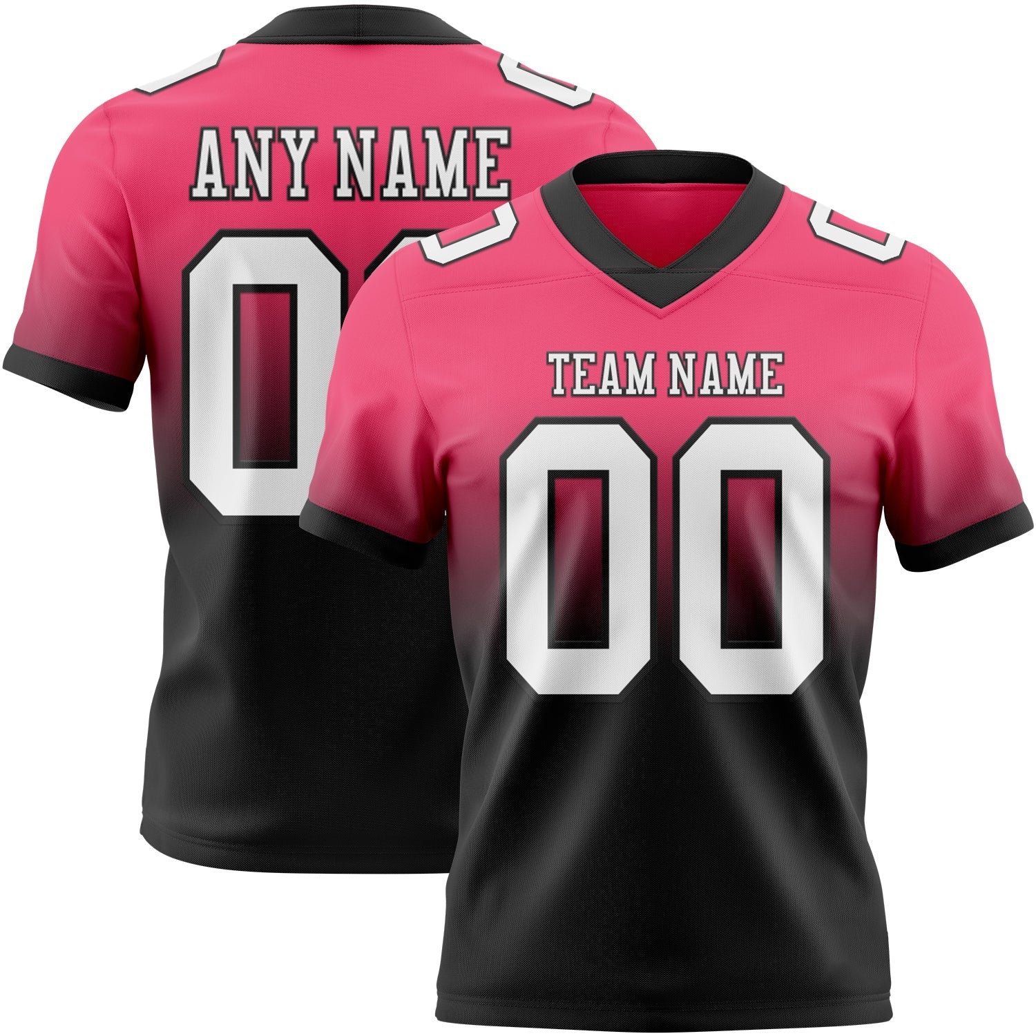 Custom Neon Pink White-Black Authentic Fade Fashion Football Jersey