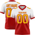 Custom White Gold-Red Authentic Fade Fashion Football Jersey