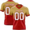 Custom Old Gold White-Red Authentic Fade Fashion Football Jersey