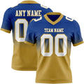 Custom Royal White-Old Gold Authentic Fade Fashion Football Jersey