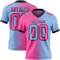 Custom Light Blue Pink-Black Authentic Gradient Fashion Football Jersey