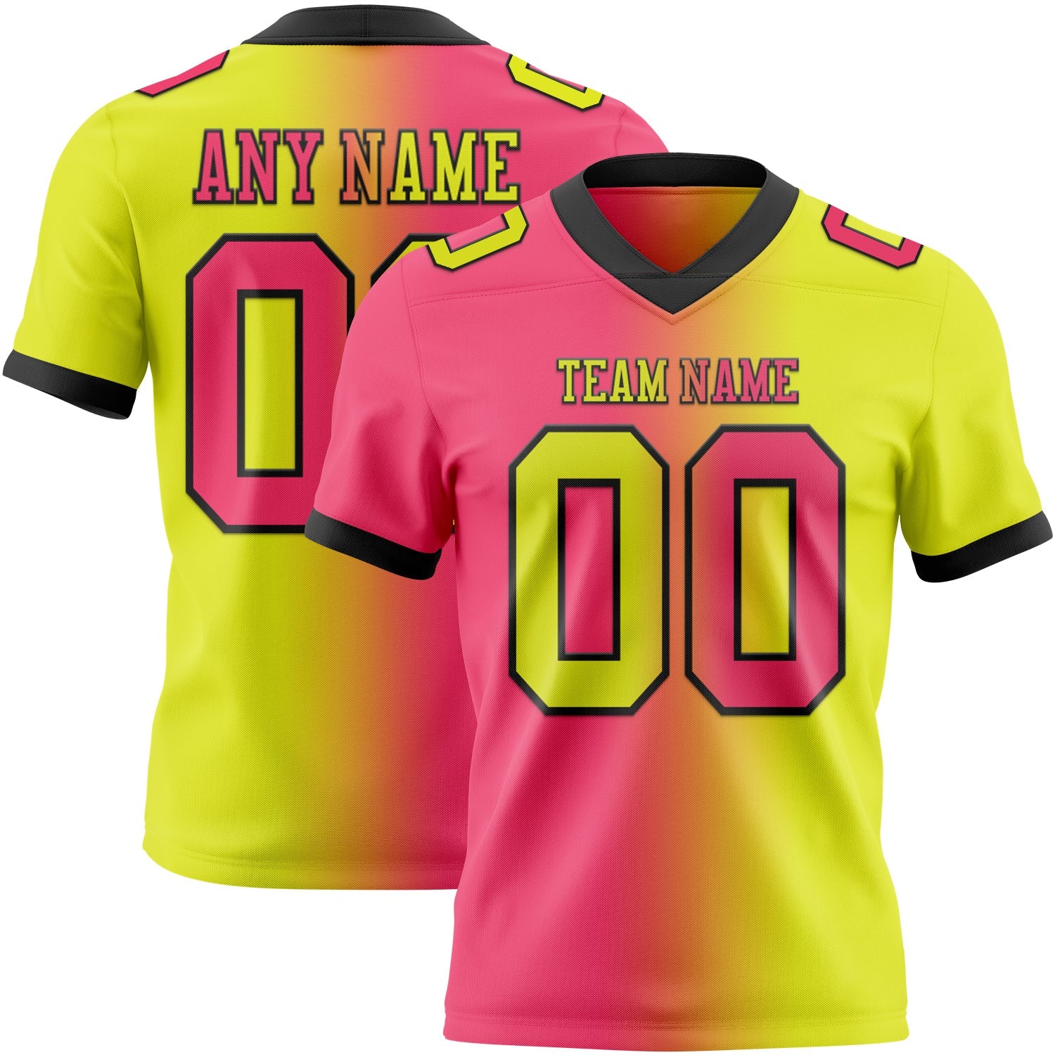 Custom Neon Yellow Neon Pink-Black Authentic Gradient Fashion Football Jersey