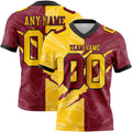 Custom Crimson Yellow-Black Authentic Gradient Fashion Scratch Football Jersey
