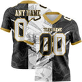 Custom Black White-Old Gold Authentic Gradient Fashion Scratch Football Jersey