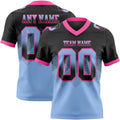 Custom Black Light Blue-Pink Authentic Gradient Square Shape 7V7 Flag Football Jersey