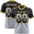 Custom Black Gray-Old Gold Authentic Gradient Square Shape 7V7 Flag Football Jersey