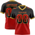 Custom Black Red-Old Gold Authentic Gradient Square Shape 7V7 Flag Football Jersey
